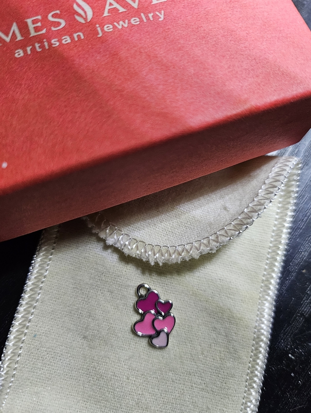James Avery Hot Pink and Light Pink Cluster Heart Charm
